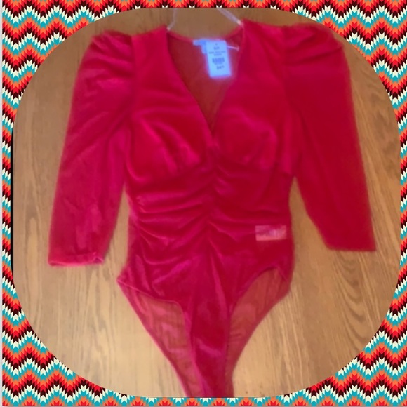 Bodysuit Ladies mostly sheer long slv Sz small - Picture 7 of 9